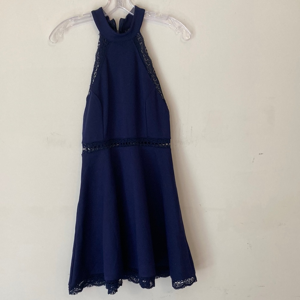 Lulus navy blue high neck sleeveless dress